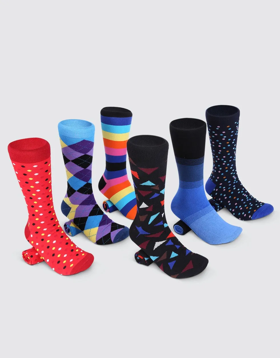 Men's Retro Collection Dress Socks 6 Pack