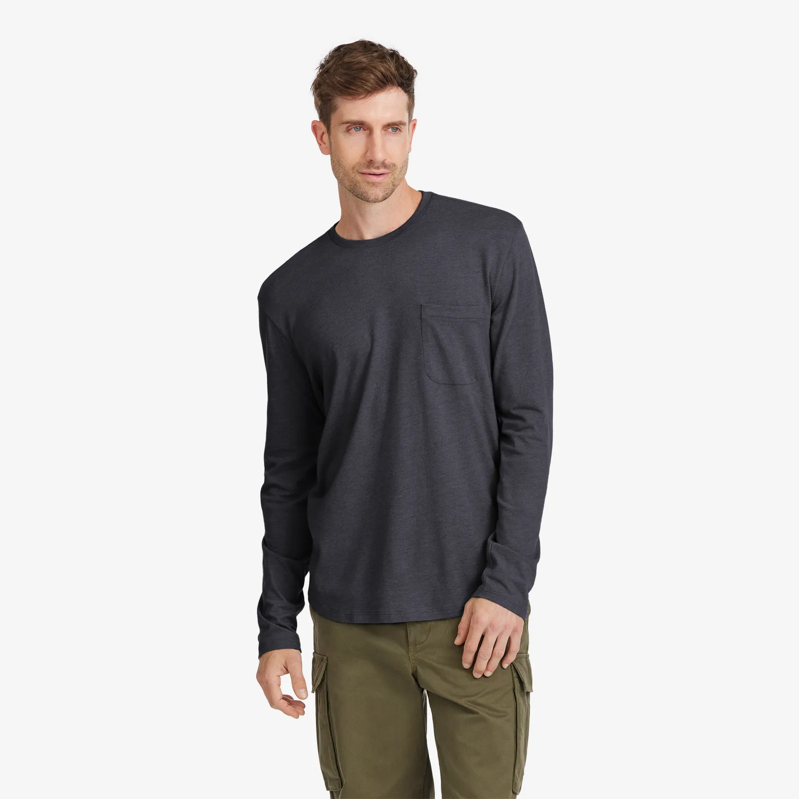 Men's Soft Merino Long Sleeve Tee - Natural Black