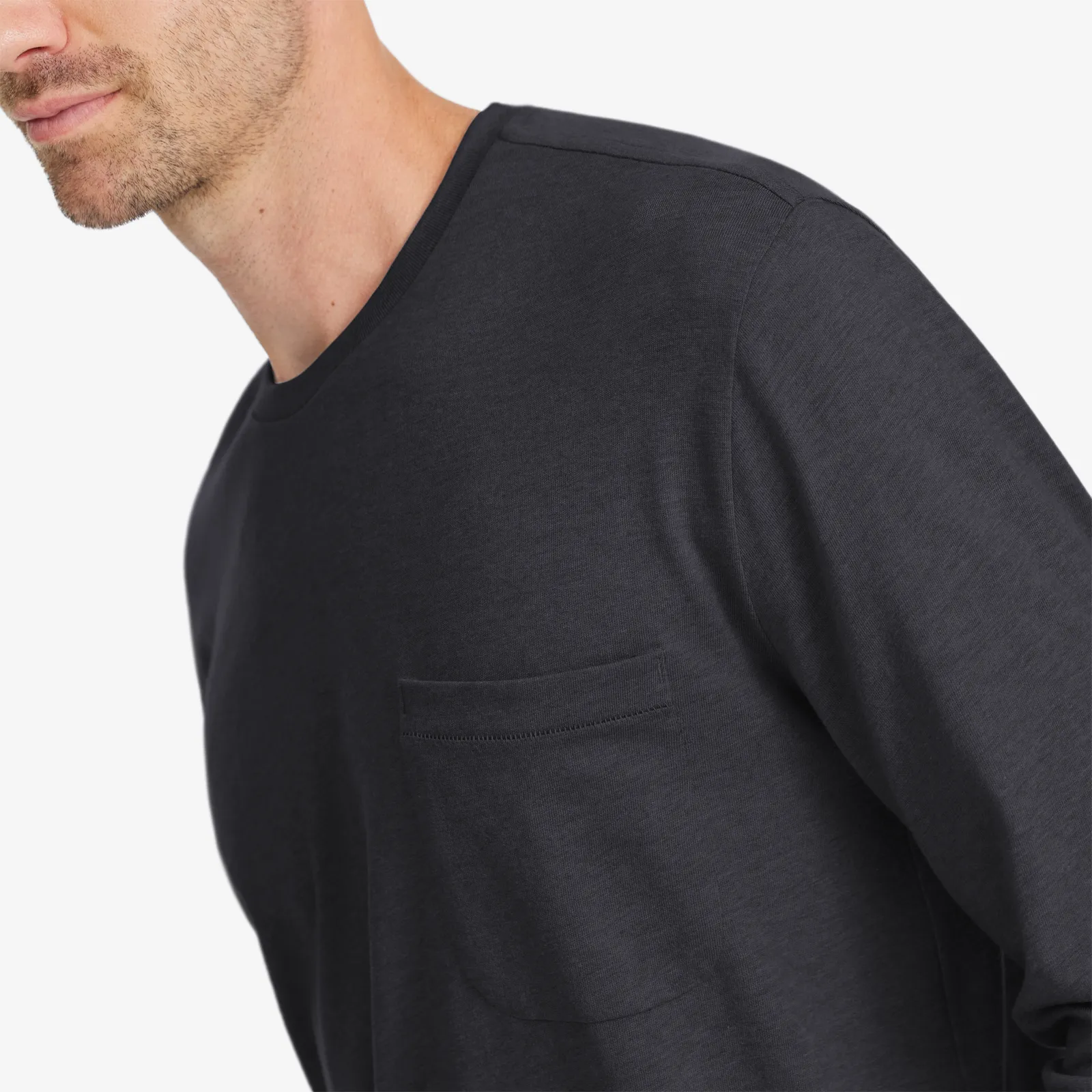 Men's Soft Merino Long Sleeve Tee - Natural Black