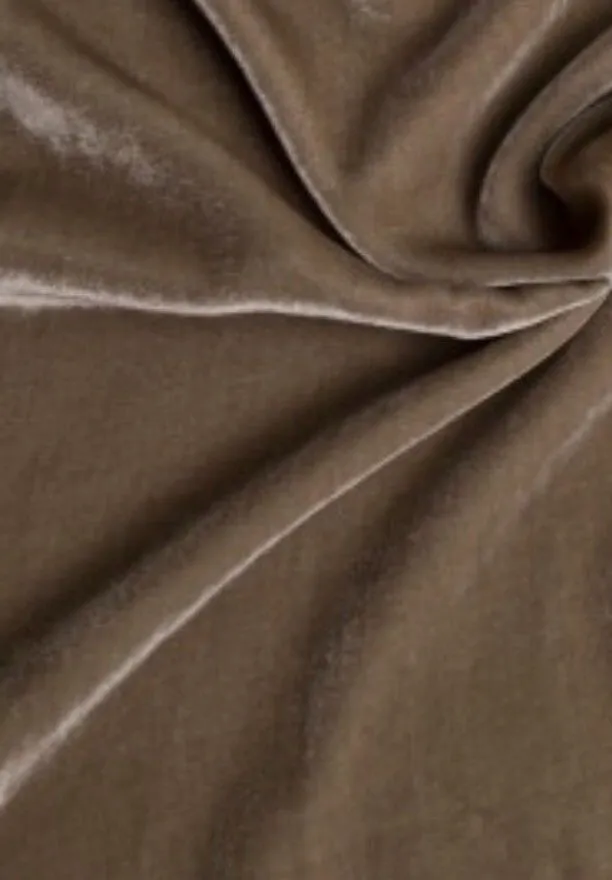 Miss Bonnie Designer Silk Rayon Velvet Fabric Warm Taupe - By The Yard