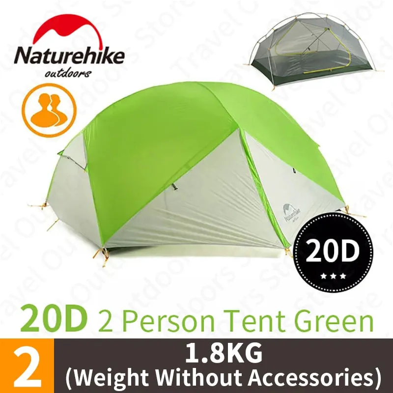 NatureHike Mongar Camping Tent - Ultralight 2-Person 20D Nylon Silicone Outdoor Hiking Tent with Free Tent Footprint