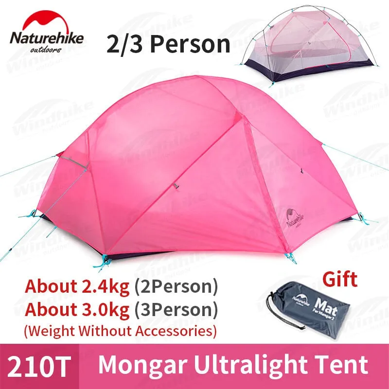 NatureHike Mongar Camping Tent - Ultralight 2-Person 20D Nylon Silicone Outdoor Hiking Tent with Free Tent Footprint