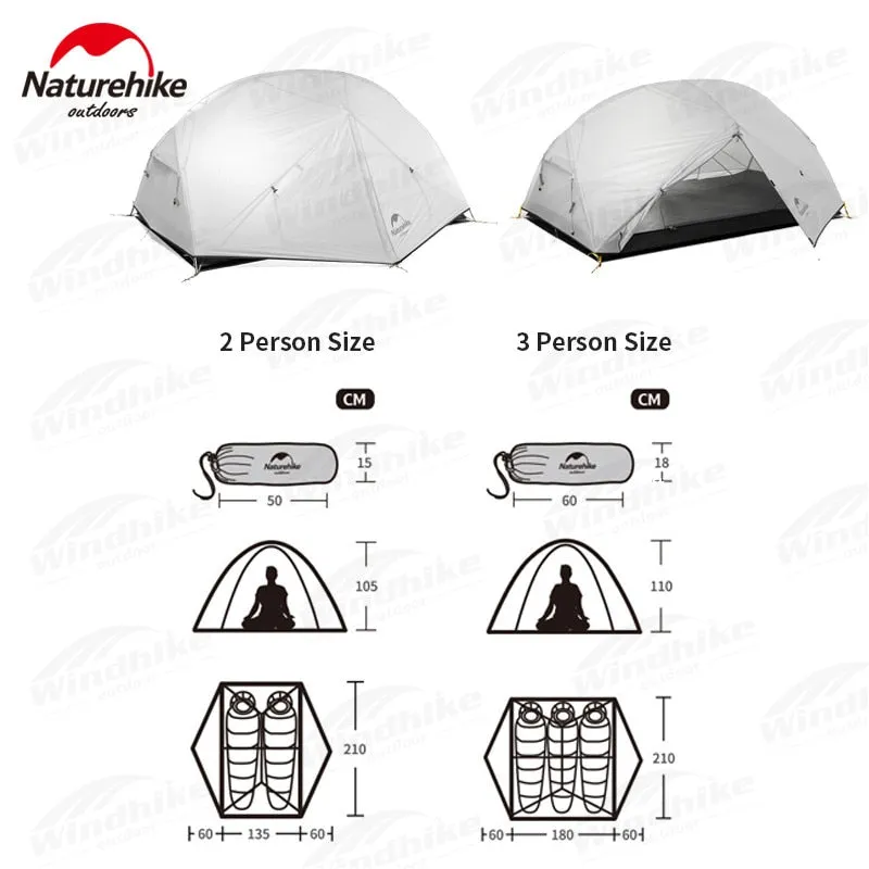 NatureHike Mongar Camping Tent - Ultralight 2-Person 20D Nylon Silicone Outdoor Hiking Tent with Free Tent Footprint