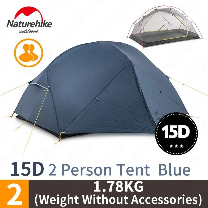 NatureHike Mongar Camping Tent - Ultralight 2-Person 20D Nylon Silicone Outdoor Hiking Tent with Free Tent Footprint