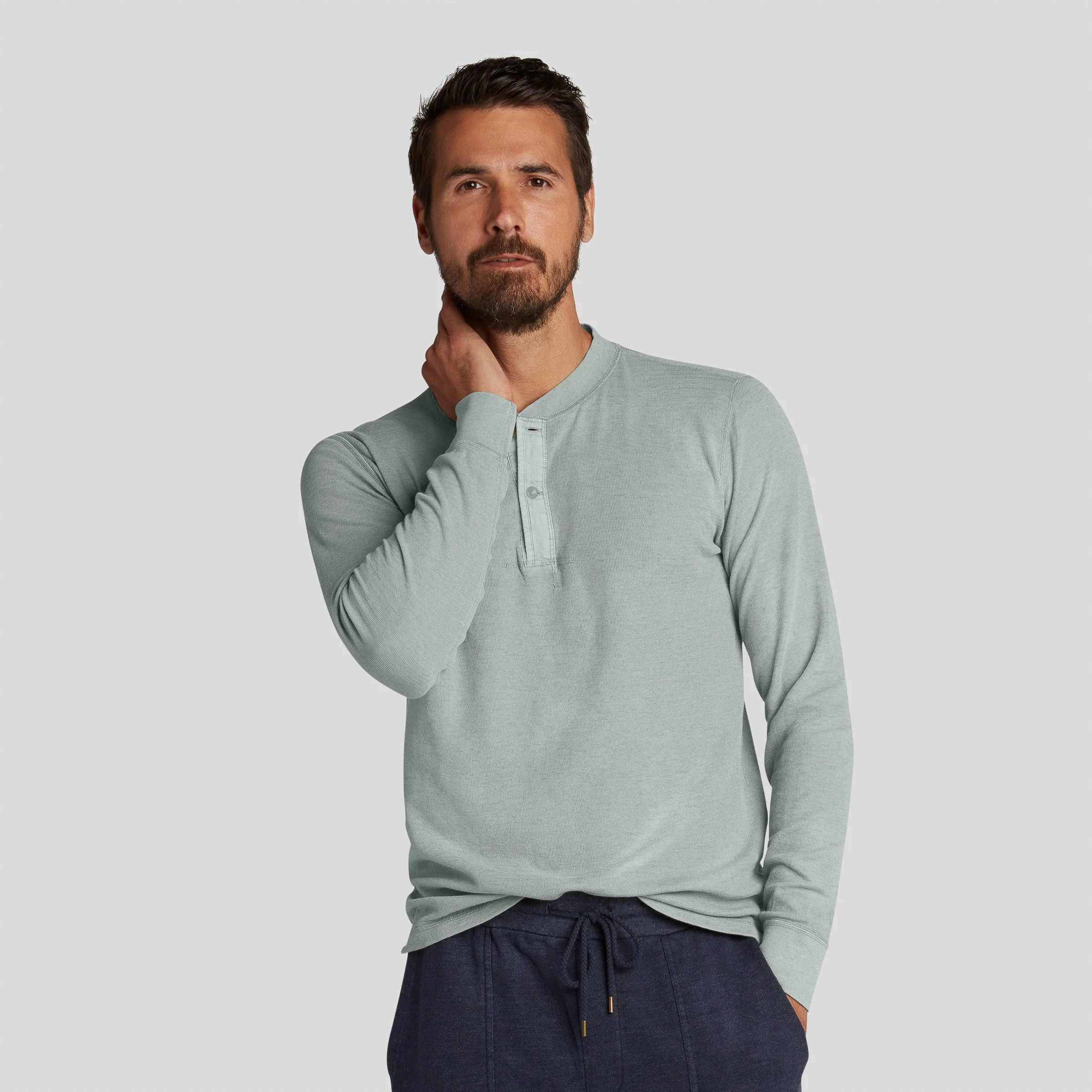 New Windsor Double Cloth Henley - Slate Gray