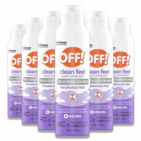 OFF! - Clean Feel Aerosol Insect Repellent - 5 Oz - 6 Pack