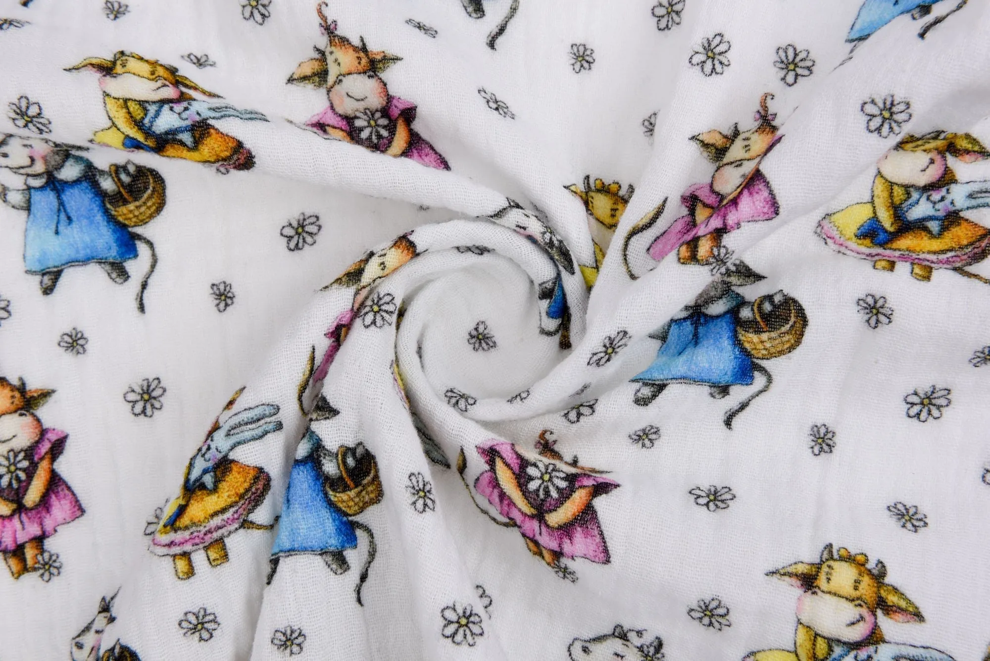 Organic Double Gauze Muslin Digital Kids Children Print Fabric