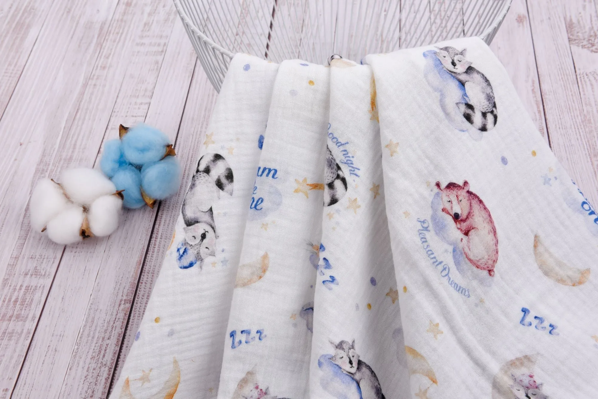 Organic Double Gauze Muslin Digital Kids Children Print Fabric