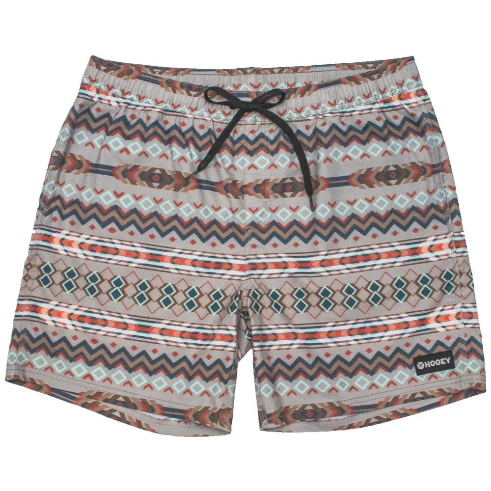 "Bigwake" Grey/Red/Blue Aztec Pattern Board Shorts