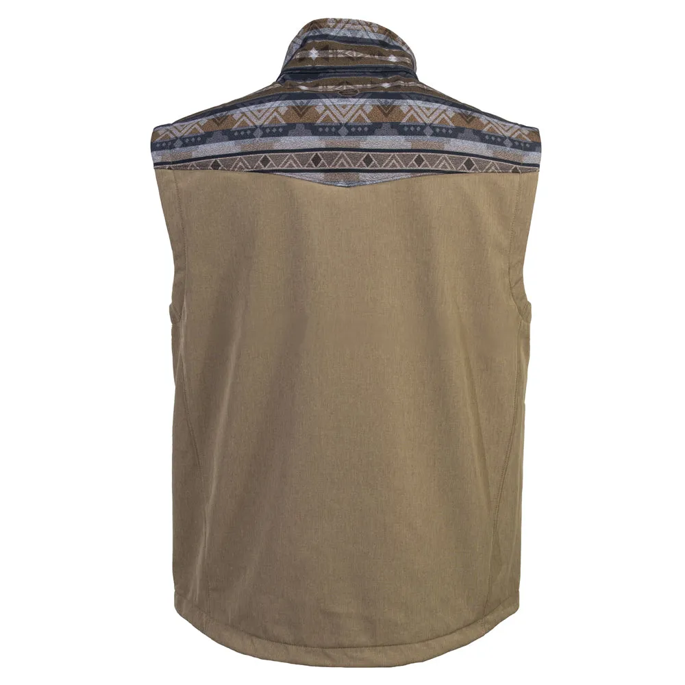 "Hooey Softshell Vest" Tan w/ Tan & Brown Aztec