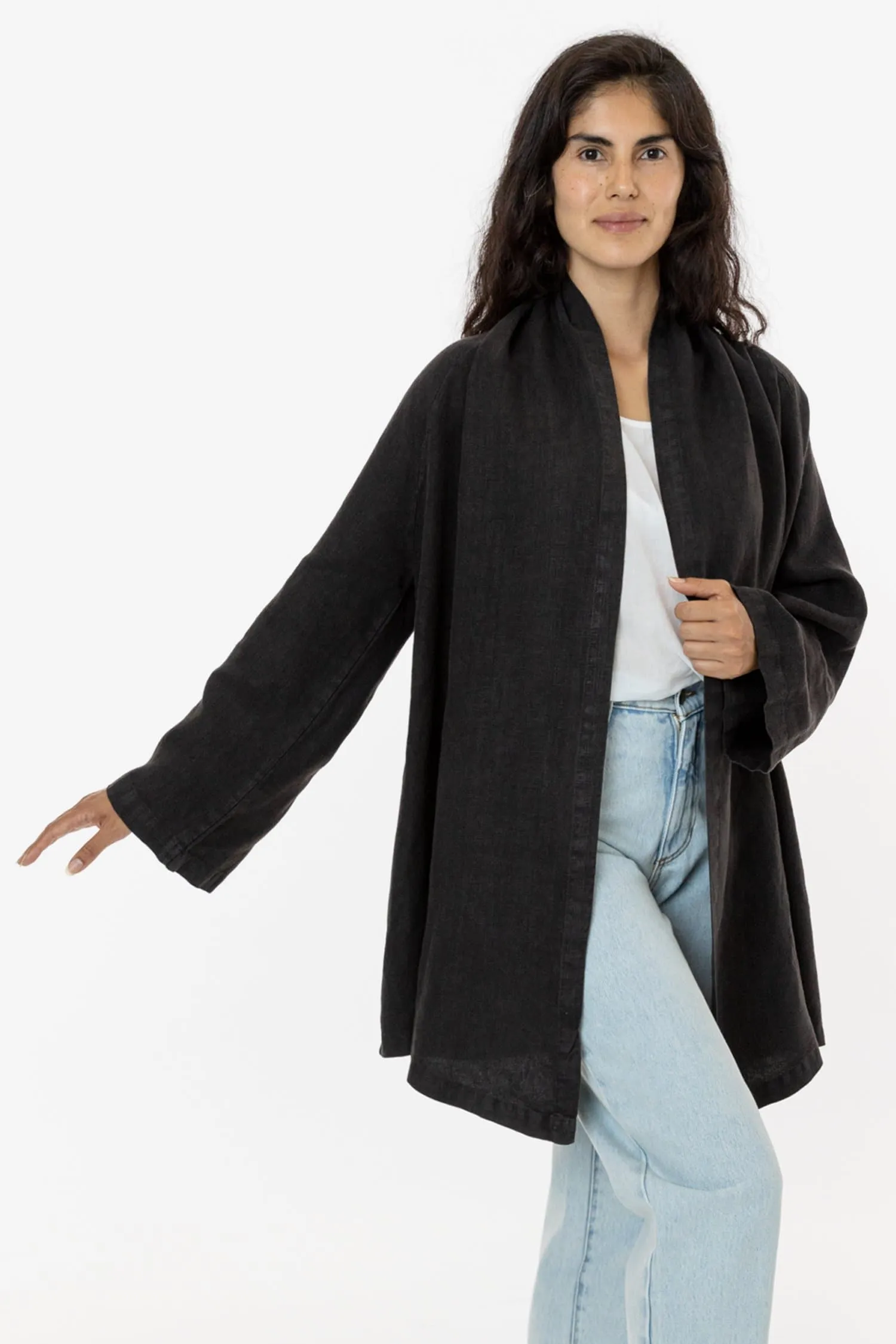 RLIN12GD - Linen Front Tie Cardigan