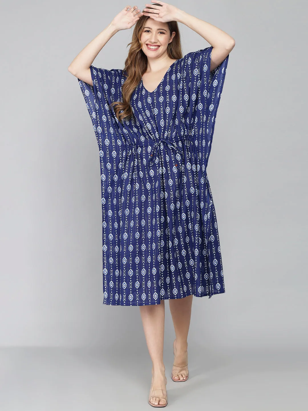 Royal Blue Batik Print Cotton Kaftan