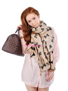 SILK BOWS SCARF - ASH KHAKI