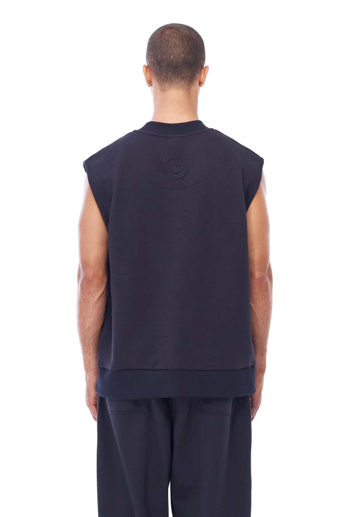 SLEEVELESS FLEECE SWEATSHIRT IN BLACK