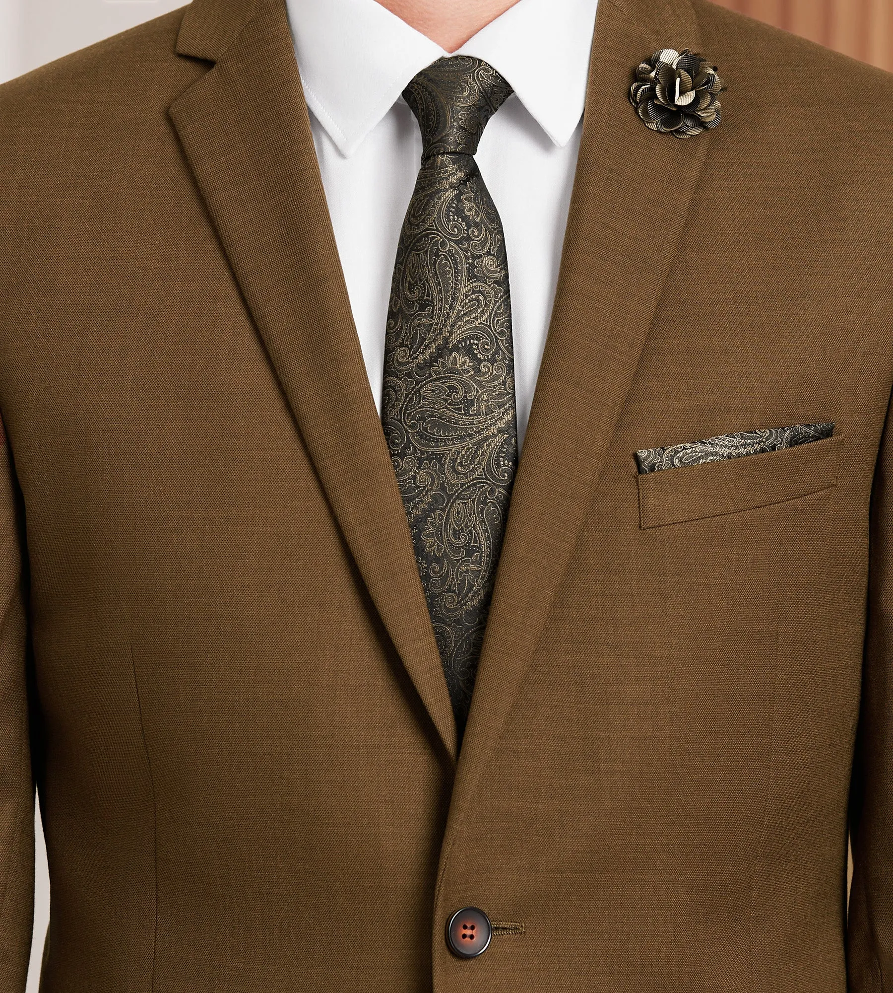 Slim Fit Caramel Solid Suit Jacket