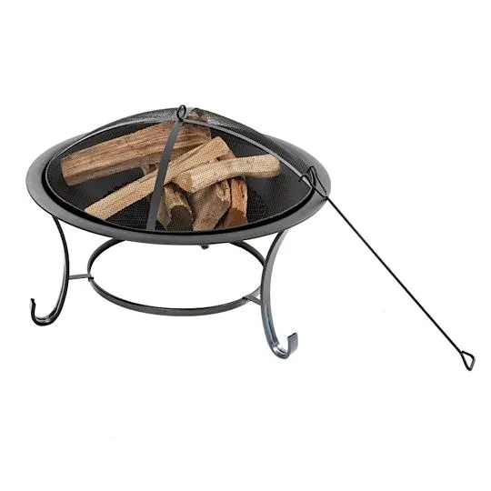 Sun Joe SJFP30 30-Inch Round Steel Fire Pit w/Dome Screen and Poker