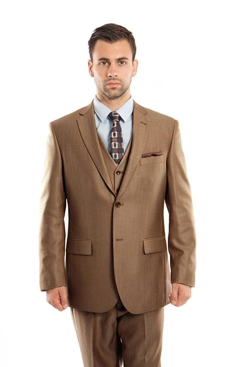 TAZIO COLLECTION-TOASTED TEXTURED 3 PIECE SUIT