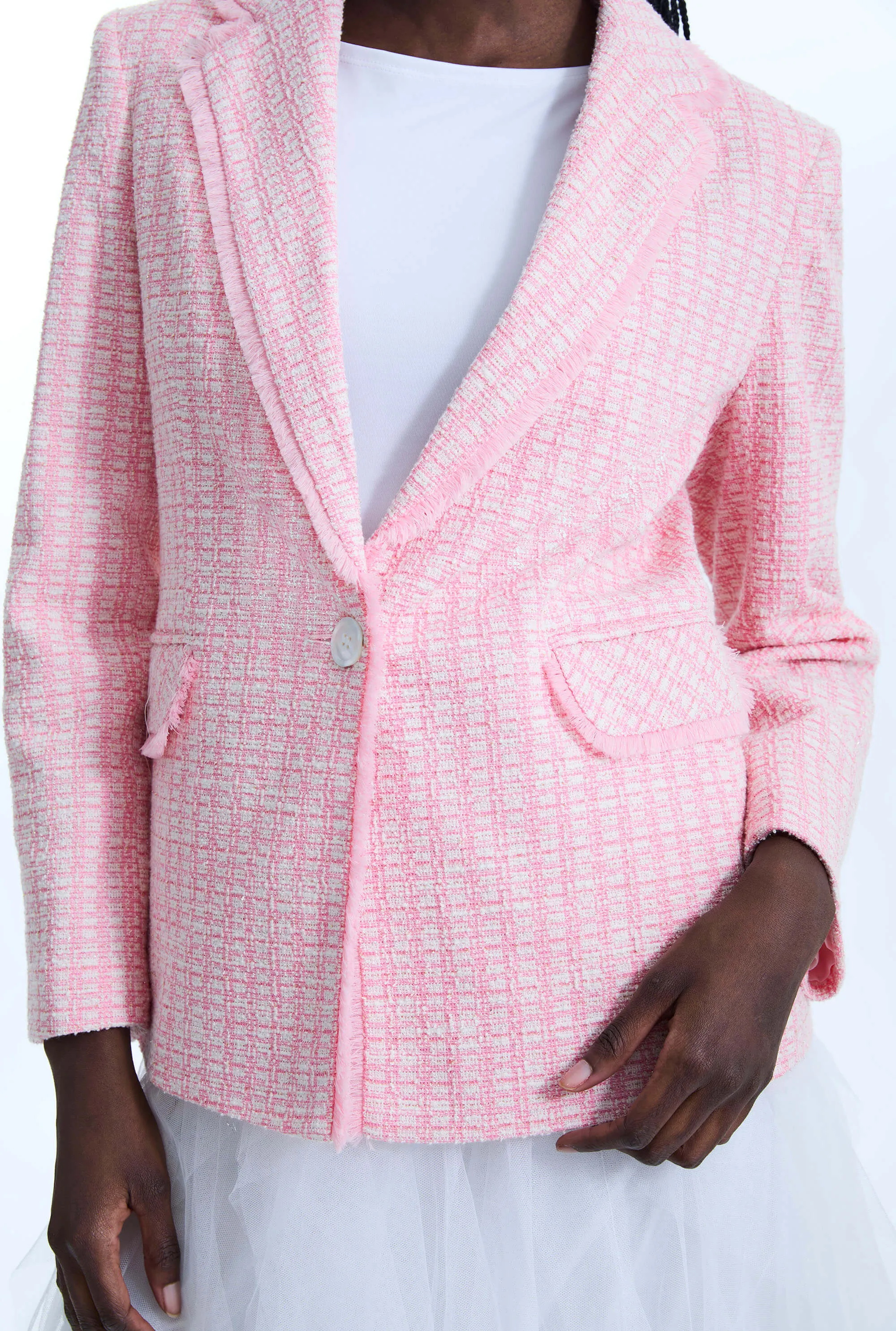 Tweed Button Blazer